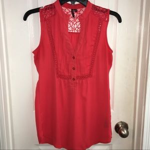 Orange Lace Back Blouse